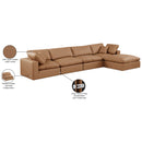 Meridian Comfy Cognac Vegan Leather Modular Sectional IMAGE 16