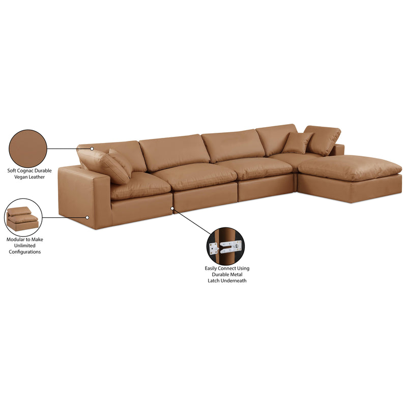 Meridian Comfy Cognac Vegan Leather Modular Sectional IMAGE 16