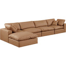 Meridian Comfy Cognac Vegan Leather Modular Sectional IMAGE 2