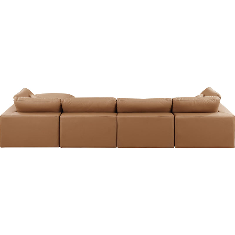 Meridian Comfy Cognac Vegan Leather Modular Sectional IMAGE 5