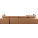Meridian Comfy Cognac Vegan Leather Modular Sectional IMAGE 6