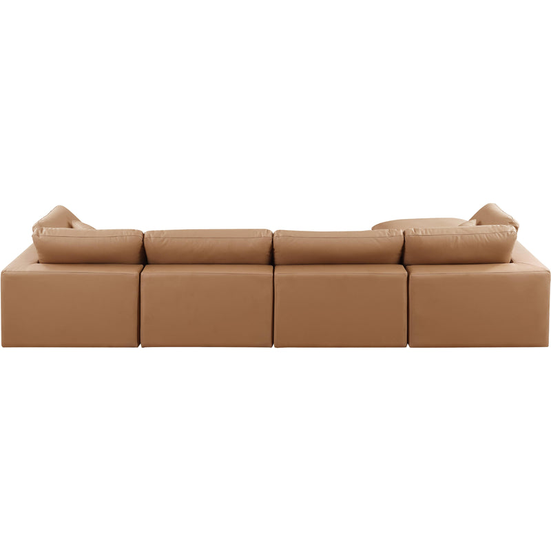Meridian Comfy Cognac Vegan Leather Modular Sectional IMAGE 6