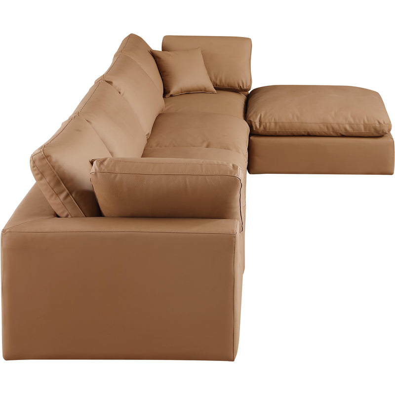 Meridian Comfy Cognac Vegan Leather Modular Sectional IMAGE 9