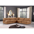 Meridian Comfy Cognac Vegan Leather Modular Sectional IMAGE 2