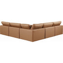 Meridian Comfy Cognac Vegan Leather Modular Sectional IMAGE 3