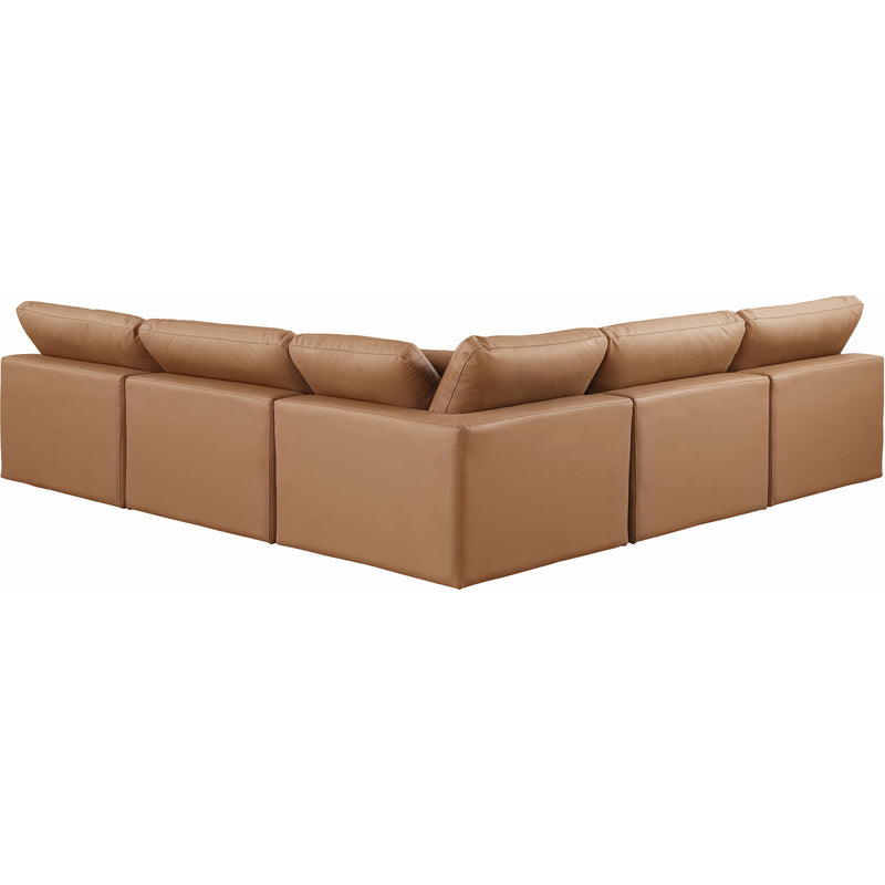 Meridian Comfy Cognac Vegan Leather Modular Sectional IMAGE 3