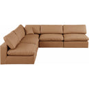 Meridian Comfy Cognac Vegan Leather Modular Sectional IMAGE 4