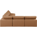 Meridian Comfy Cognac Vegan Leather Modular Sectional IMAGE 5