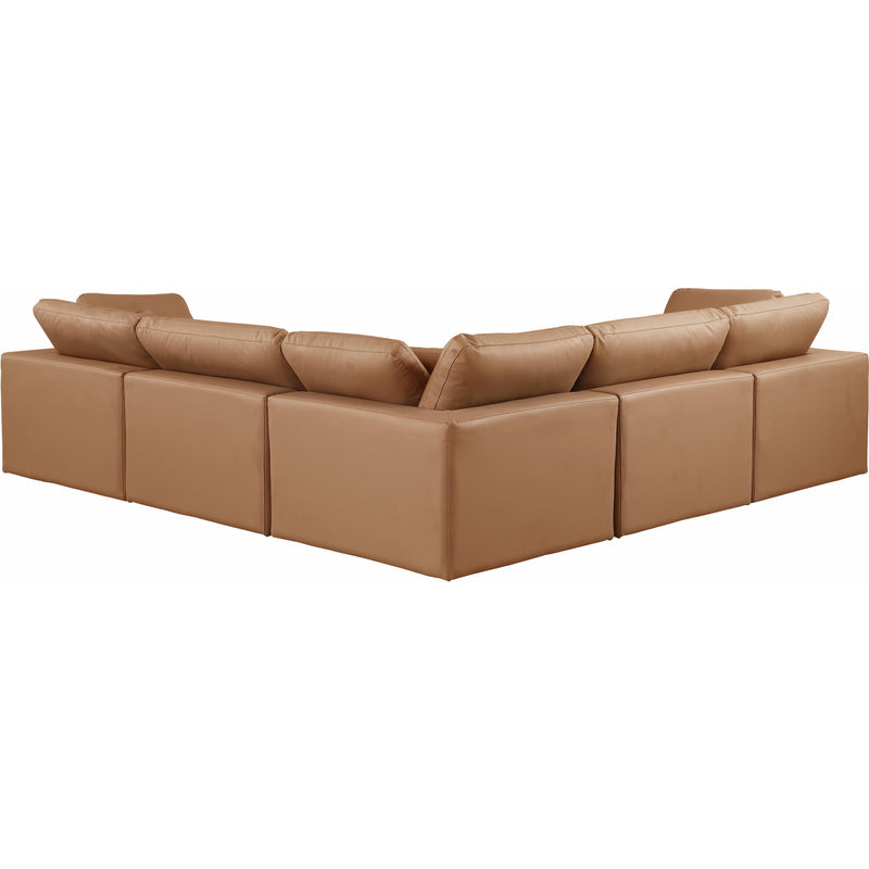 Meridian Comfy Cognac Vegan Leather Modular Sectional IMAGE 3
