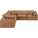 Meridian Comfy Cognac Vegan Leather Modular Sectional IMAGE 4