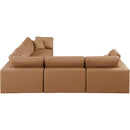 Meridian Comfy Cognac Vegan Leather Modular Sectional IMAGE 5