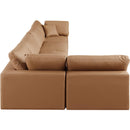 Meridian Comfy Cognac Vegan Leather Modular Sectional IMAGE 10