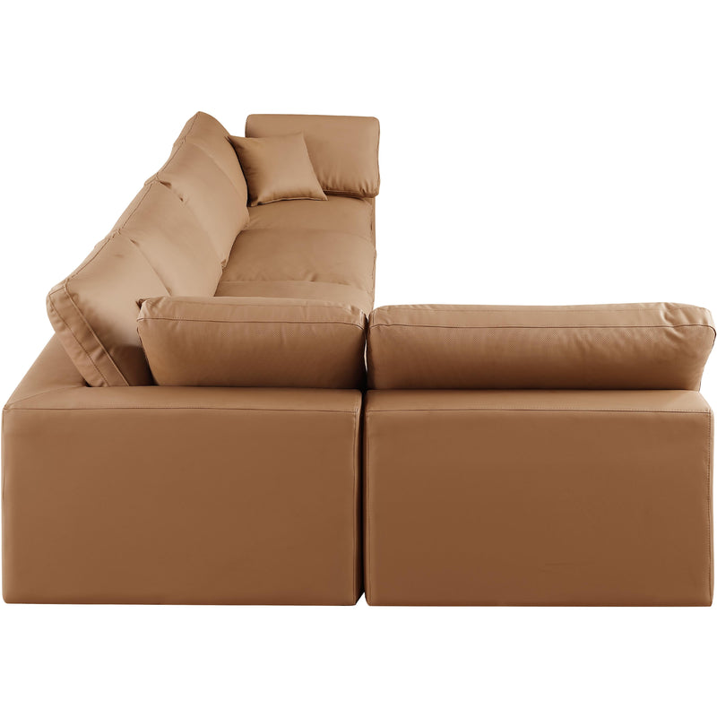 Meridian Comfy Cognac Vegan Leather Modular Sectional IMAGE 10