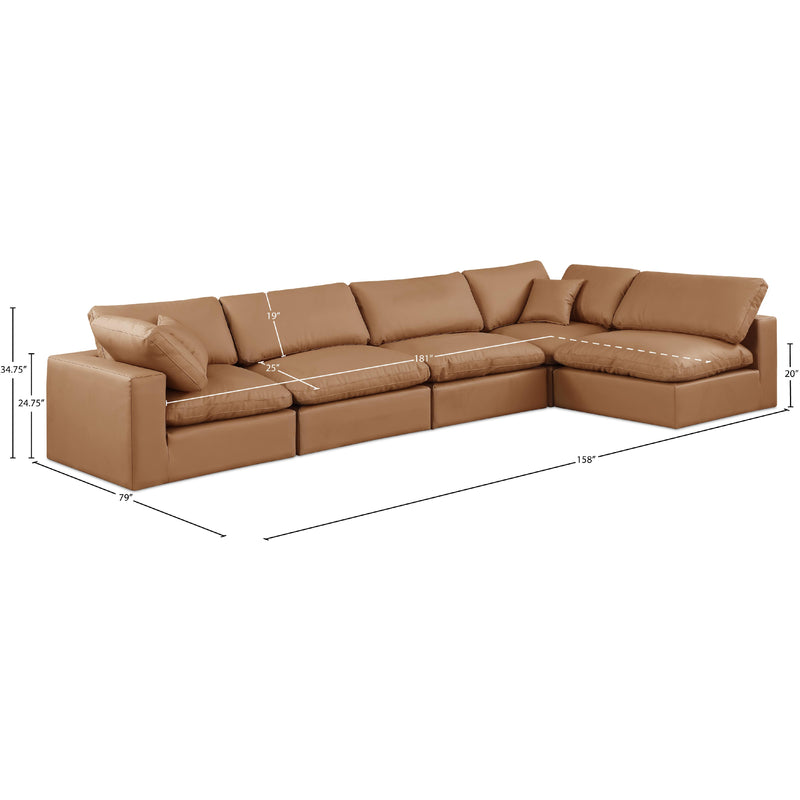 Meridian Comfy Cognac Vegan Leather Modular Sectional IMAGE 15