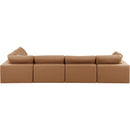 Meridian Comfy Cognac Vegan Leather Modular Sectional IMAGE 5