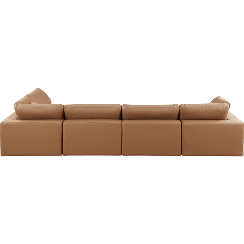 Meridian Comfy Cognac Vegan Leather Modular Sectional IMAGE 5
