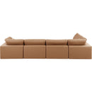 Meridian Comfy Cognac Vegan Leather Modular Sectional IMAGE 6