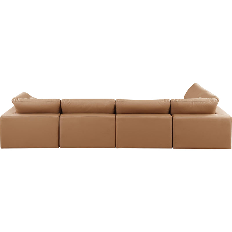 Meridian Comfy Cognac Vegan Leather Modular Sectional IMAGE 6