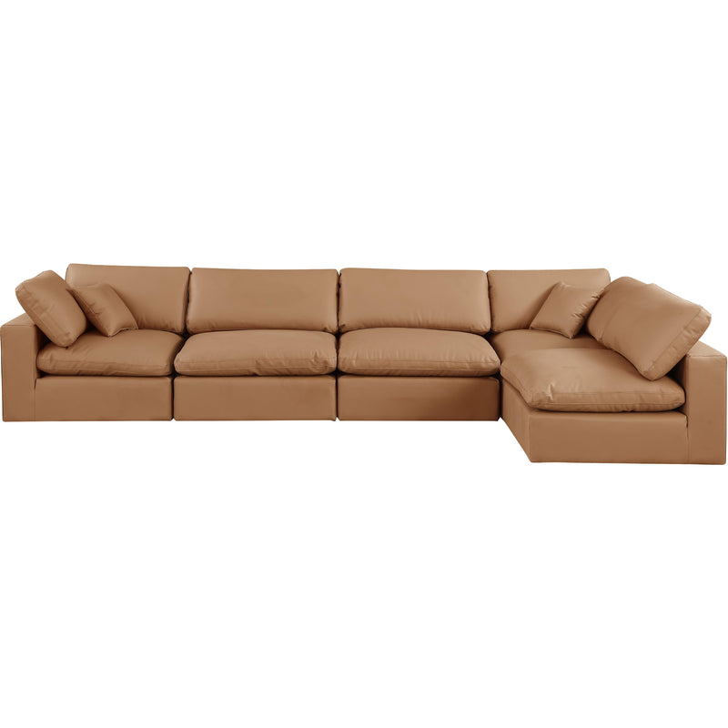 Meridian Comfy Cognac Vegan Leather Modular Sectional IMAGE 8