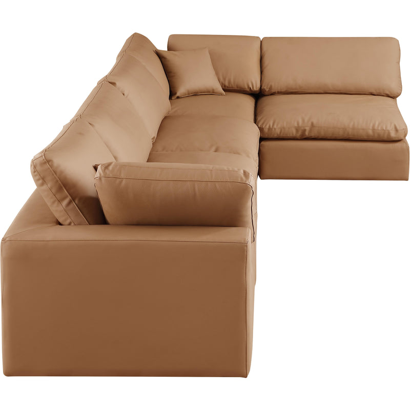 Meridian Comfy Cognac Vegan Leather Modular Sectional IMAGE 9