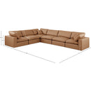 Meridian Comfy Cognac Vegan Leather Modular Sectional IMAGE 10
