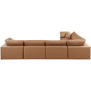 Meridian Comfy Cognac Vegan Leather Modular Sectional IMAGE 3