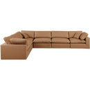 Meridian Comfy Cognac Vegan Leather Modular Sectional IMAGE 4
