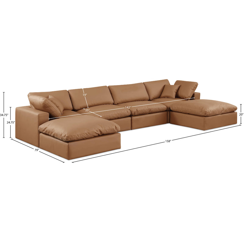 Meridian Comfy Cognac Vegan Leather Modular Sectional IMAGE 10