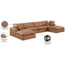 Meridian Comfy Cognac Vegan Leather Modular Sectional IMAGE 11