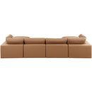 Meridian Comfy Cognac Vegan Leather Modular Sectional IMAGE 3