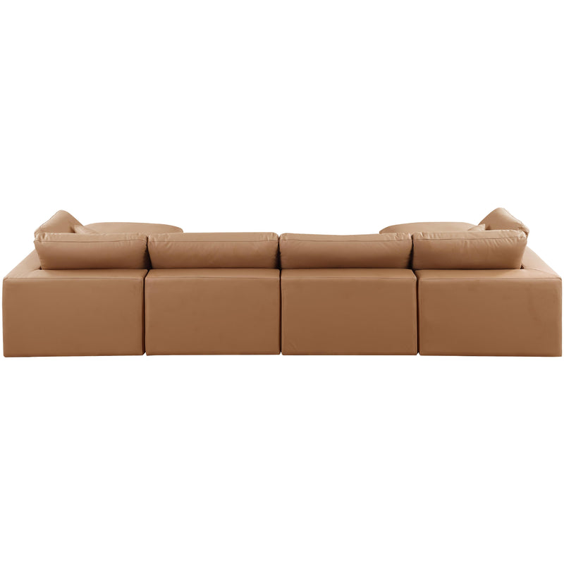 Meridian Comfy Cognac Vegan Leather Modular Sectional IMAGE 3