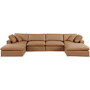 Meridian Comfy Cognac Vegan Leather Modular Sectional IMAGE 4