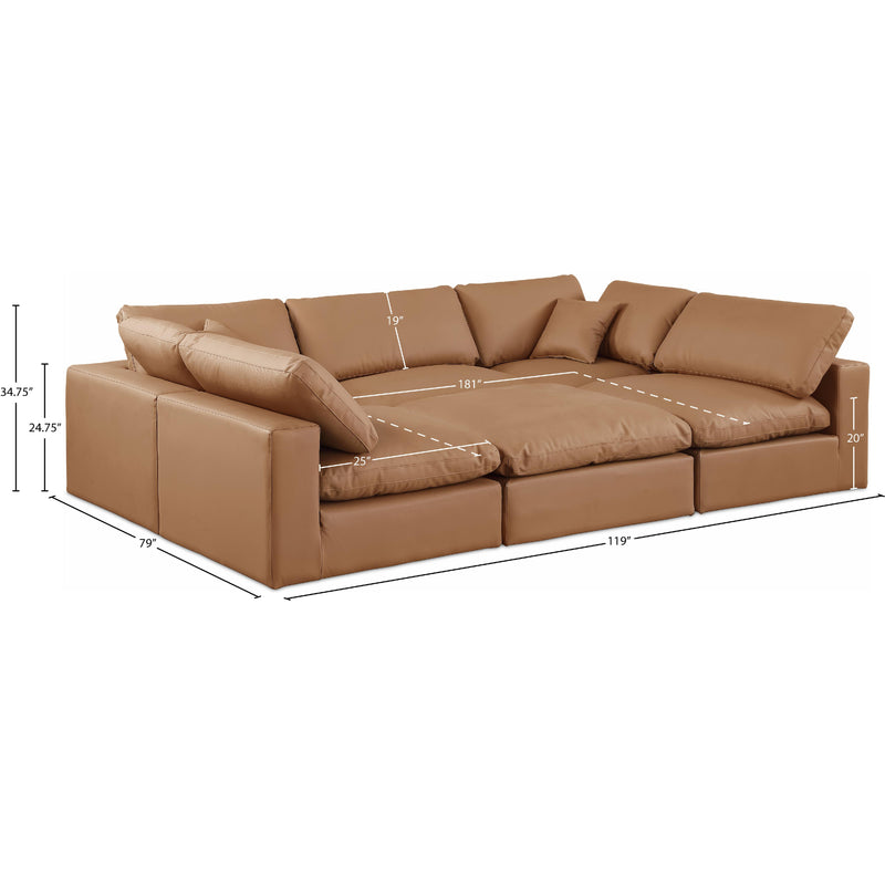 Meridian Comfy Cognac Vegan Leather Modular Sectional IMAGE 10