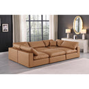 Meridian Comfy Cognac Vegan Leather Modular Sectional IMAGE 2
