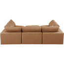 Meridian Comfy Cognac Vegan Leather Modular Sectional IMAGE 3