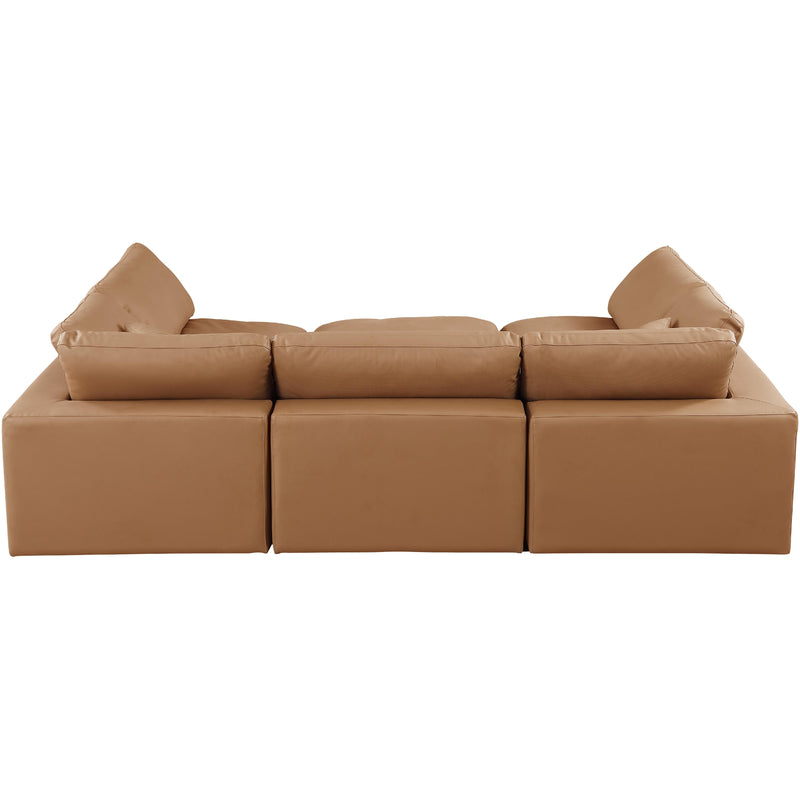 Meridian Comfy Cognac Vegan Leather Modular Sectional IMAGE 3