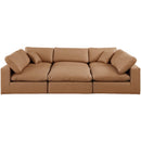 Meridian Comfy Cognac Vegan Leather Modular Sectional IMAGE 4