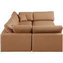 Meridian Comfy Cognac Vegan Leather Modular Sectional IMAGE 5