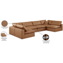 Meridian Comfy Cognac Vegan Leather Modular Sectional IMAGE 11