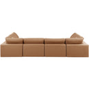 Meridian Comfy Cognac Vegan Leather Modular Sectional IMAGE 3