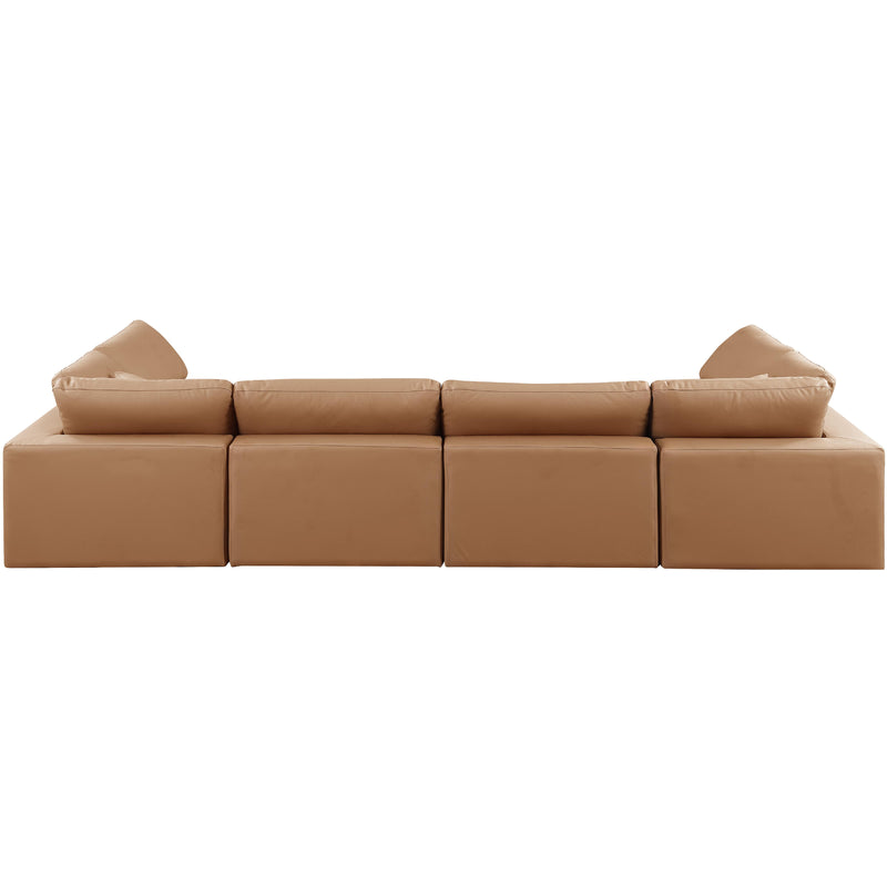 Meridian Comfy Cognac Vegan Leather Modular Sectional IMAGE 3