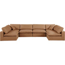 Meridian Comfy Cognac Vegan Leather Modular Sectional IMAGE 4