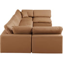 Meridian Comfy Cognac Vegan Leather Modular Sectional IMAGE 5