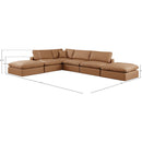 Meridian Comfy Cognac Vegan Leather Modular Sectional IMAGE 10