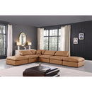 Meridian Comfy Cognac Vegan Leather Modular Sectional IMAGE 2