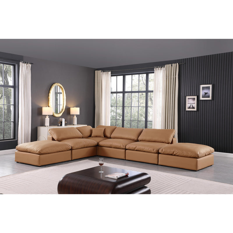 Meridian Comfy Cognac Vegan Leather Modular Sectional IMAGE 2