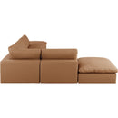 Meridian Comfy Cognac Vegan Leather Modular Sectional IMAGE 5