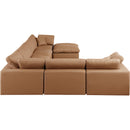 Meridian Comfy Cognac Vegan Leather Modular Sectional IMAGE 5
