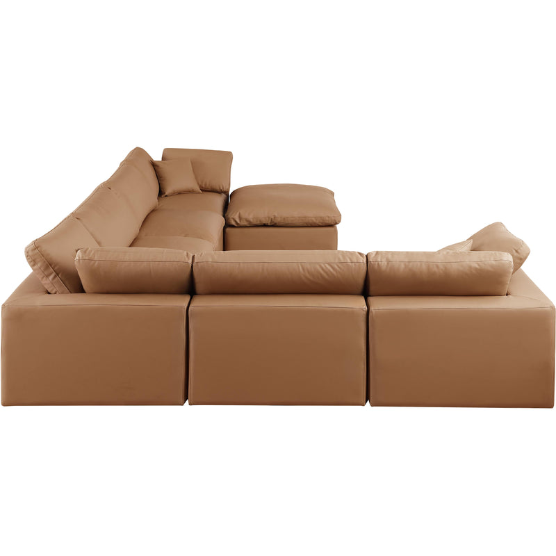 Meridian Comfy Cognac Vegan Leather Modular Sectional IMAGE 5
