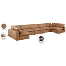 Meridian Comfy Cognac Vegan Leather Modular Sectional IMAGE 11